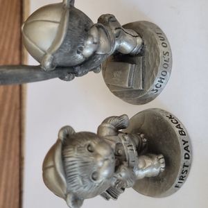 Vintage miniature avon pewter statues set of 2